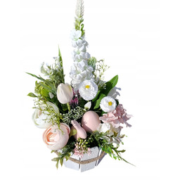 Dekoracja Wielkanocna z zającem. Stroik Wielkanocny w doniczce