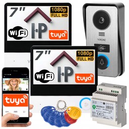 Wideodomofon Wifi Tuya 2 Dwa Monitory 7" Rfid