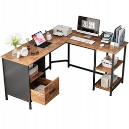 Biurko Komputerowe Narożne Rustykalne Loft Vintage Industrialne Ciemny