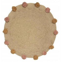 Dywan jutowy 78cm okrągły z pomponami