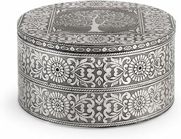 H&H Giaya Pudełko drewniane i aluminiowe okrągłe, 17cm