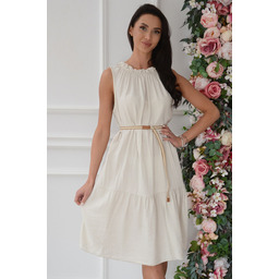 Sukienka midi z falban z kokardą beż Freyna