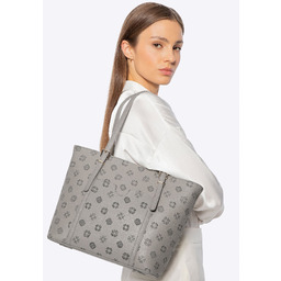 Damska shopperka z imitacji skóry z tłoczeniem szara