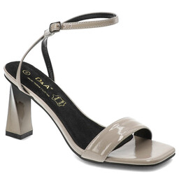 S.Barski Szare Sandały Eleganckie Buty Na Obcasie