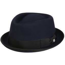 Kapelusz Filcowy Fedora Pork Pie by Lierys, niebieski,