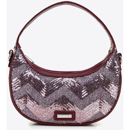 Półokrągła listonoszka z imitacji skóry różowa