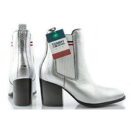 Buty Tommy Jeans Sock Shiny botki metaliczne -39