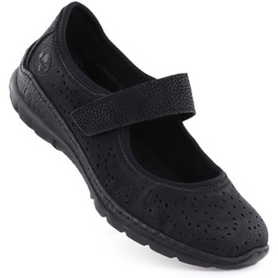 Półbuty damskie na rzep czarne Rieker N4299-00