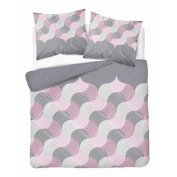 Detexpol Pościel flanelowa 160x200 szaro-różowe fale geometryczne -