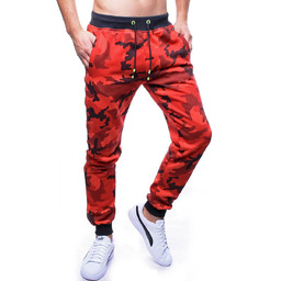 Spodnie męskie dresowe czerwone moro Recea