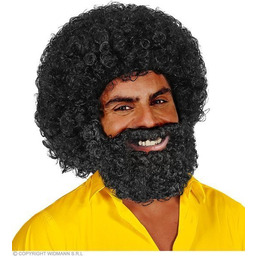 Peruka Czarne Afro Z Brodą