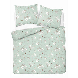 Detexpol Pościel flanelowa 160x200 miętowa w białe kwiaty