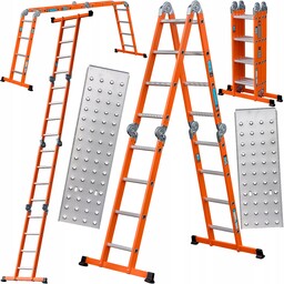 Drabina aluminiowo-stalowa przegubowa 4x4 podest 150KG wielofunkcyjna Dooc