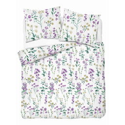Detexpol Pościel flanelowa 160x200 biała w polne kwiaty