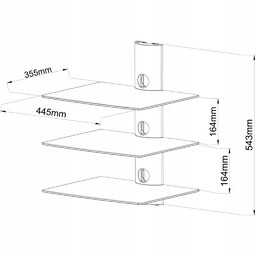 Półka Ścienna potrójna Dvd/tuner 30KG D-51N Art Oem