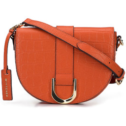 Damska listonoszka skórzana półokrągła z klamrą pomarańczowa