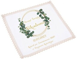 Szatka na chrzest koronka EUKALIPTUS - Pamiątka Chrztu