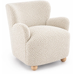 Edinos Premium Kremowy fotel wypoczynkowy boucle w stylu