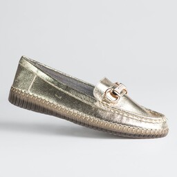 Eleganckie mokasyny GOODIN GD-FL6110 skóra naturalna złota klamra