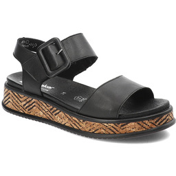 Rieker Czarne Sandały Modne Obuwie Damskie