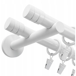 Karnisz Podwójny Metalowy 19 MM Biały 280 CM