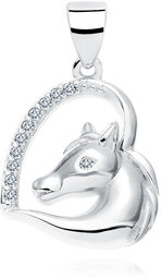 Rodowany srebrny wisior wisiorek serce konik koń horse