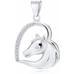 Rodowany srebrny wisior wisiorek serce konik koń horse