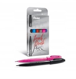 Pisaki Pędzelkowe Pentel Brush Pen Ses15 Mix 6