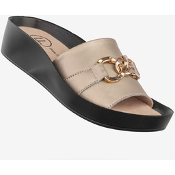 Klapki Damskie Skórzane Buty Eleganckie Filippo Złote DK3590/22