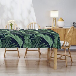 Detexpol Obrus na stół 140x240 czarny zielony liście