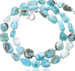 Naturalny Larimar Przepiękny Naszyjnik Srebro