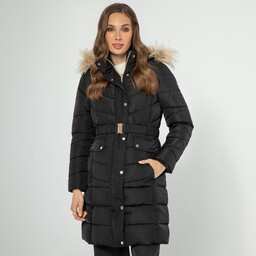 Kurtka damska pikowana z kapturem czarna