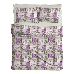 Matex Pościel bawełniana 220x200 paczłork serca walentynki fioletowa