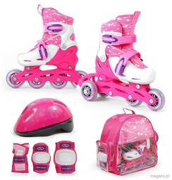 Zestaw COMBO PINK LED: 2w1 wrotki rolkI regulowane