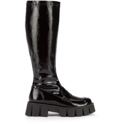 Kozaki à la mokasyny z lakierowanej skóry czarne