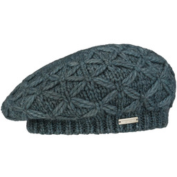 Beret z Dzianiny Annelie by Seeberger, petrolowy, One
