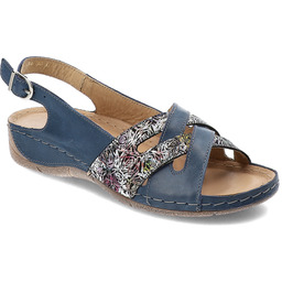 Helios Granatowe Sandały Wygodne Obuwie Damskie Ze Skóry