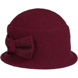 Kapelusz z Sukna Welnianego Manja by Seeberger, malinowy,