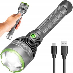 Latarka Led Taktyczna Zoom Akumulatorowa Lampa Usb-c IPX7