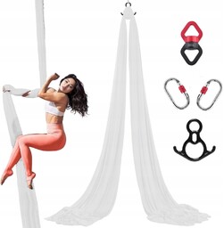 Szarfa akrobatyczna aerial silk 6 m Biała