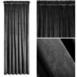 Zasłona 140 x 270 Dekoracyjna Welwet Melanie Czarny