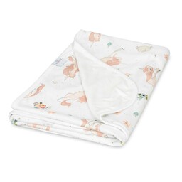 Babymatex Kocyk bambusowy dwustronny 75x100 jednorożec biały beżowy