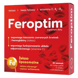 FEROPTIM Żelazo Liposomalne, 30 tabletek do rozgryzania o