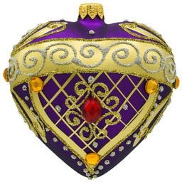 Pakamera Bombka choinkowa: Serce ze złotymi zdobieniami