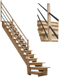 Schody Drewniane Zabiegowe Lewe Bukowe Czarna Poręcz