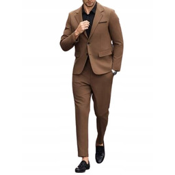 SHEIN MĘSKI BRĄZOWY GARNITUR JEDNORZĘDOWY ELEGANCKI KLASYCZNY 2XL