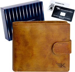 KOCHMANSKI Portfel męski skórzany brązowy rfid poziomy