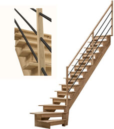 Schody Drewniane Zabiegowe Prawe Bukowe Czarna Poręcz