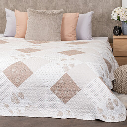 4Home Narzuta na łóżko Beige Patchwork, 220 x