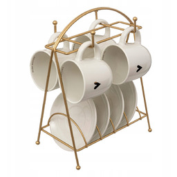 Zestaw Do Kawy 4 Porcelanowe Kubki Spodki